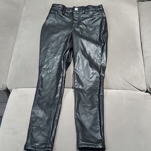 Black Faux Leather Kids Pants